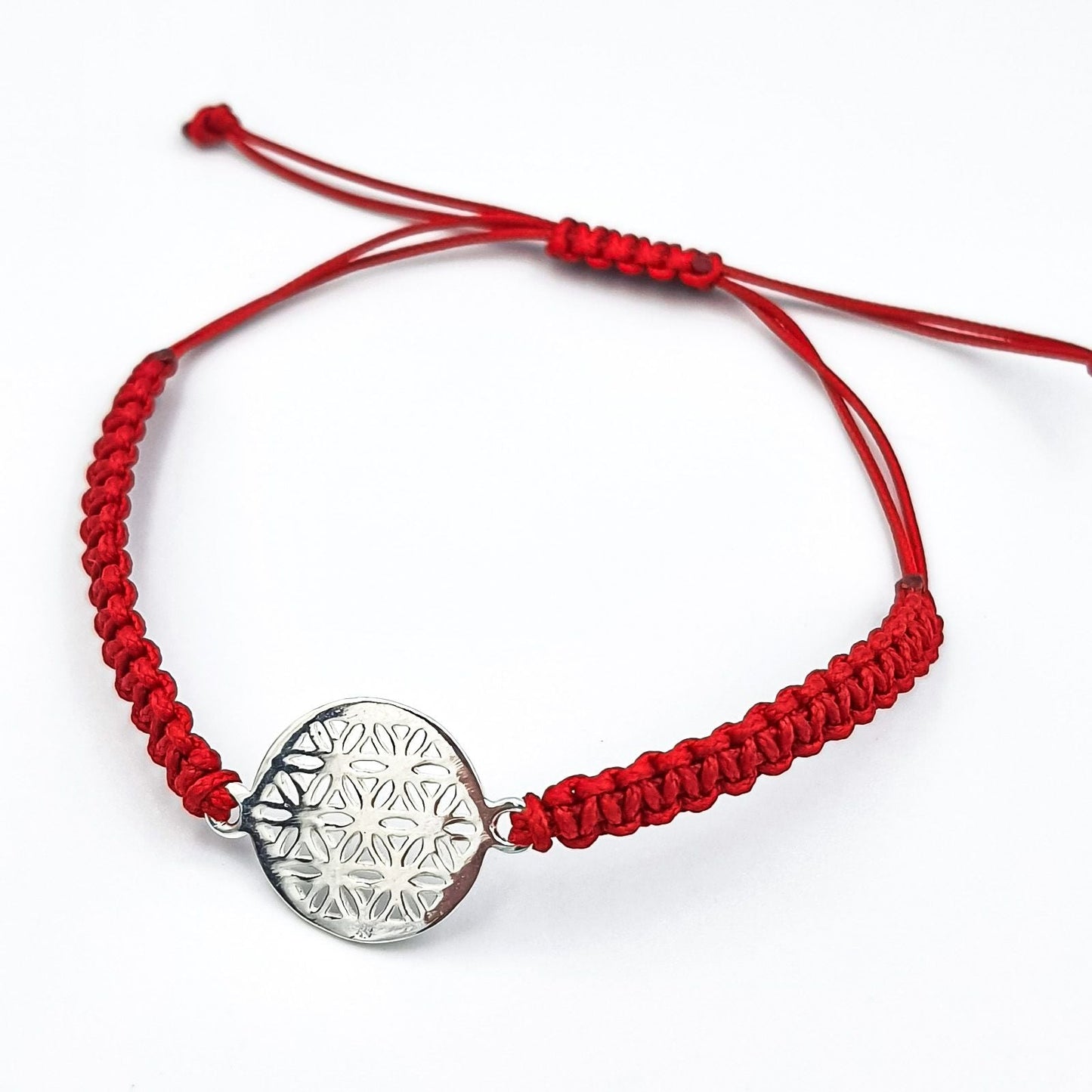 Blossoming Life ''Macrame Silver Flower Bracelet"