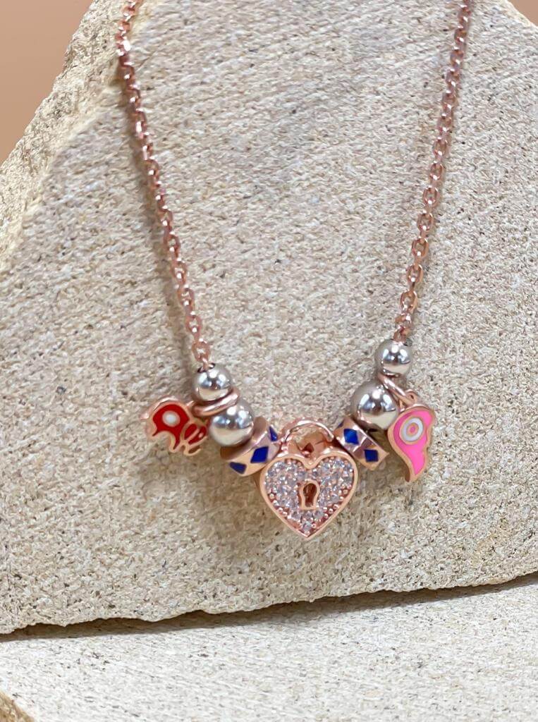 Eternal Love  ''Heart-shaped Pandora-style Silver and Enamel Anklet"