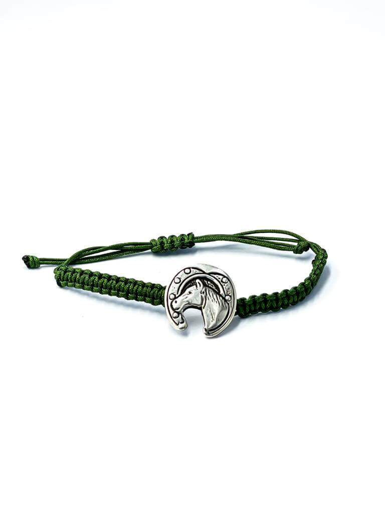 Equestrian Spirit  ''Macrame Silver Horse Head Bracelet"