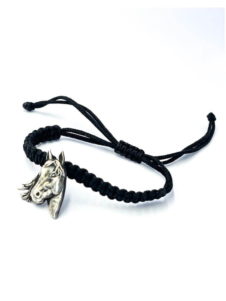 Majestic Equine Elegance  ''Macrame Silver Horse Head Bracelet"