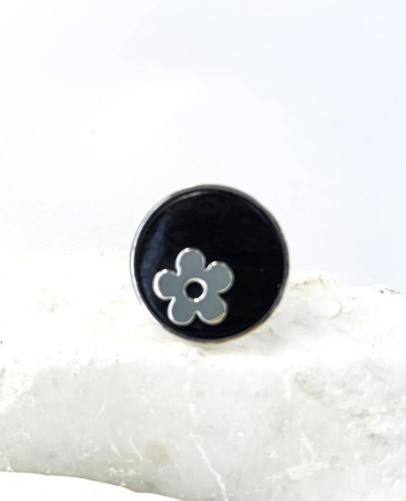 Floral Elegance on Ebony Wood  ''Handcrafted Silver Ring"