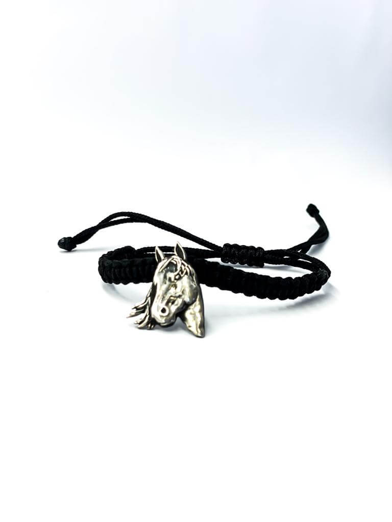 Majestic Equine Elegance  ''Macrame Silver Horse Head Bracelet"